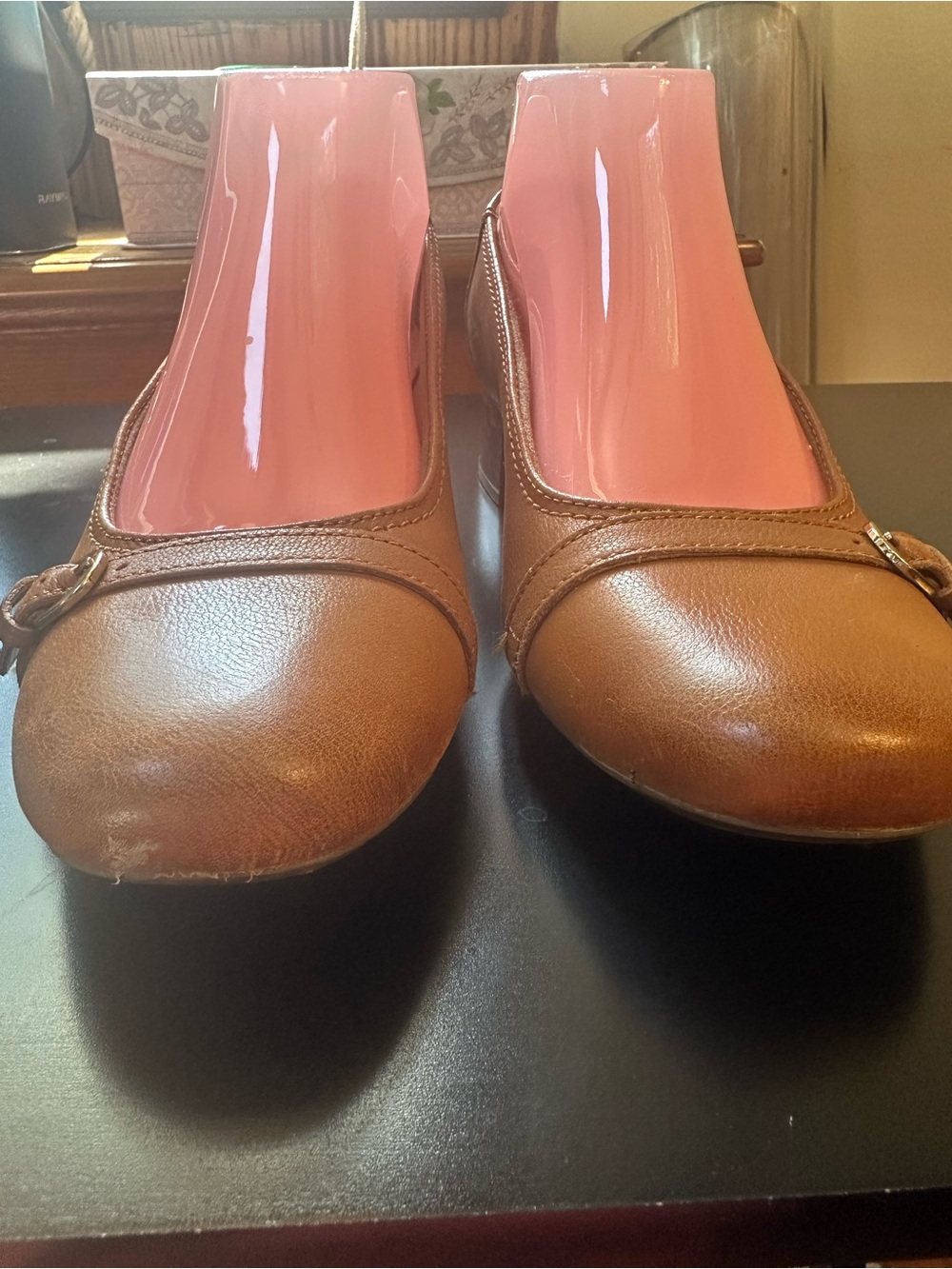 Clarks Marilyn Nora Tan Leather Block Heel Pumps Size 7.5 M - Picture 7 of 12